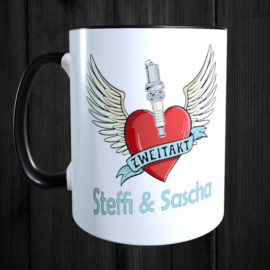 Keramikbecher -  Zweitakt Liebe - Personalisiert